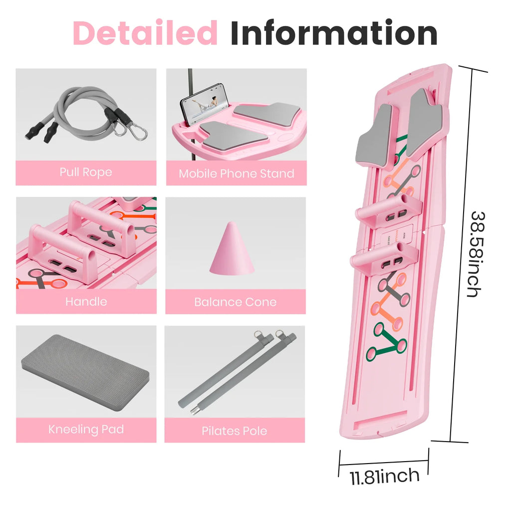 BIMME 7 in 1 Foldable Pilates Board, Pilates Reformer Set
