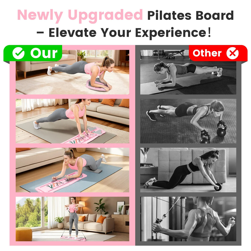 BIMME 7 in 1 Foldable Pilates Board, Pilates Reformer Set